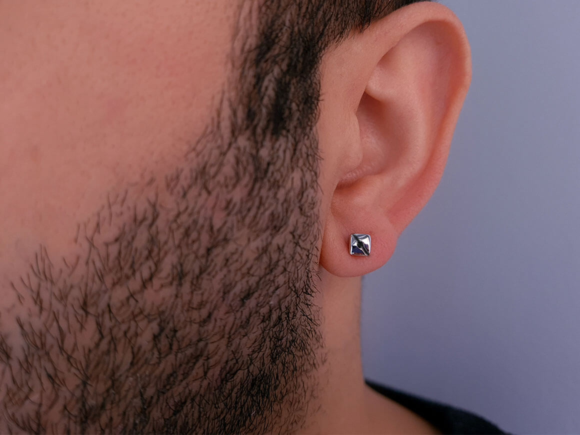 Boucles d'oreilles à tige solitaire diamant noir 0,02 carat pour hommes