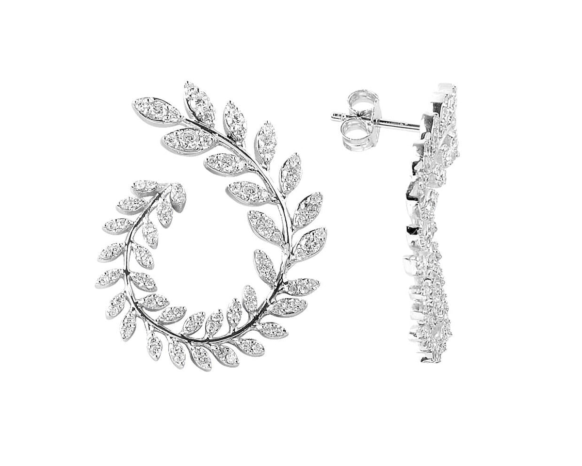 Boucles d'oreilles branche de laurier diamants