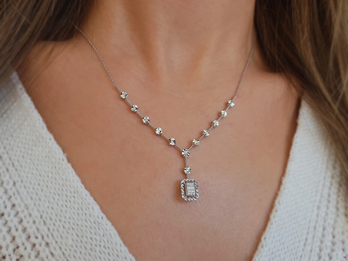 Collier Tennis Diamant Baguette