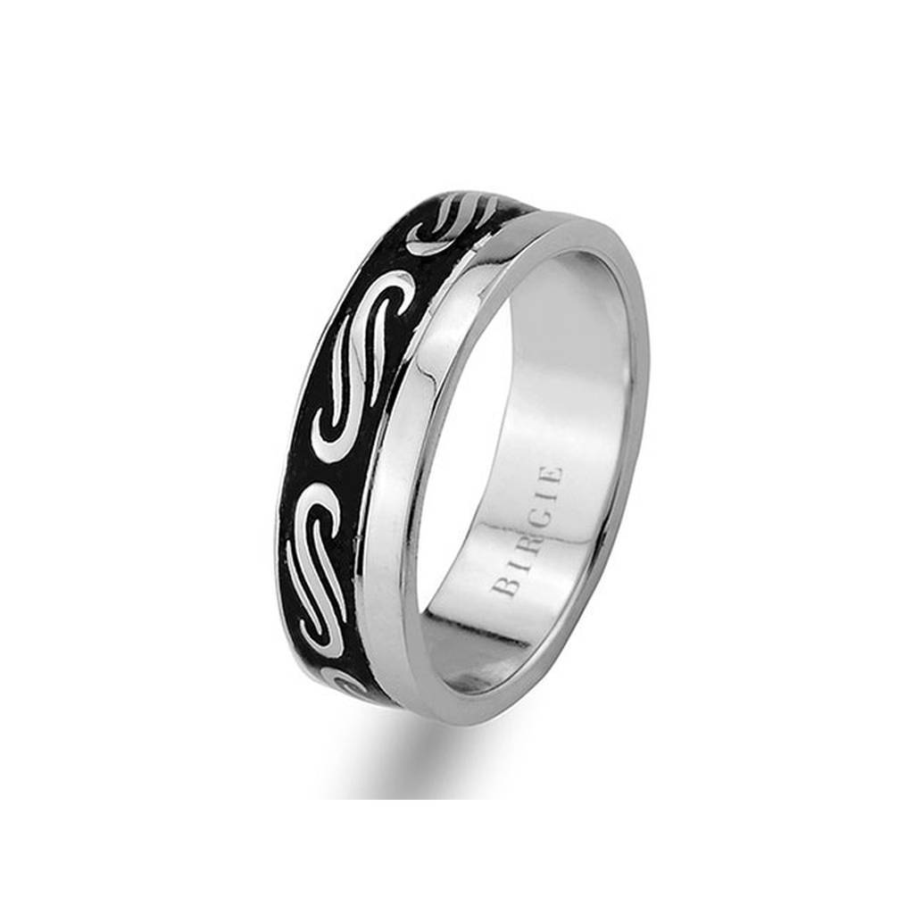 Alliance en or blanc de conception antique