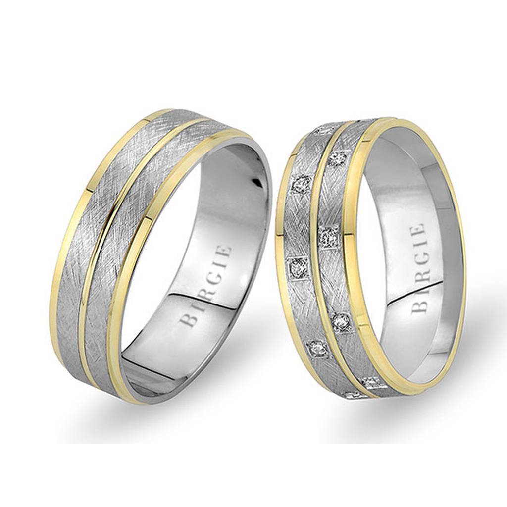 Alliance Lydia en or blanc et jaune avec diamants