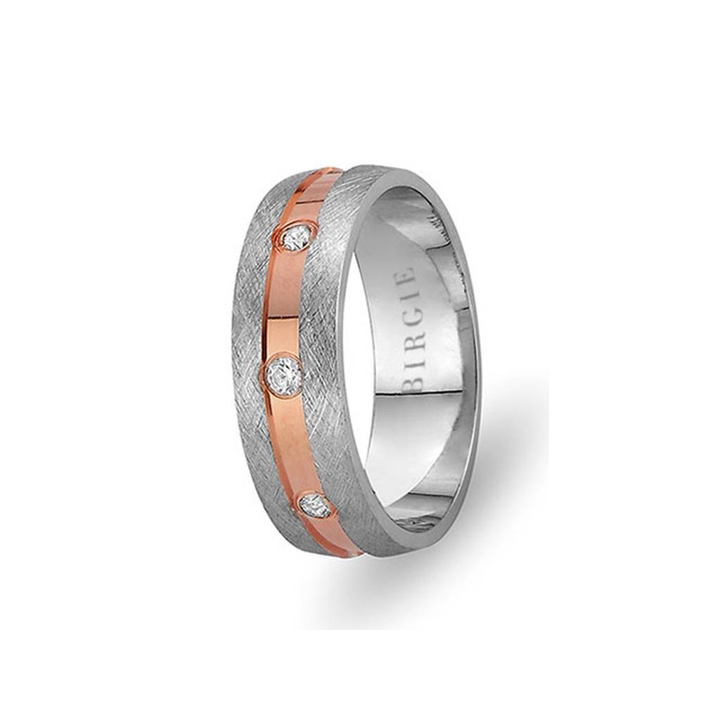 Alliance Galata en or blanc et rose avec diamants