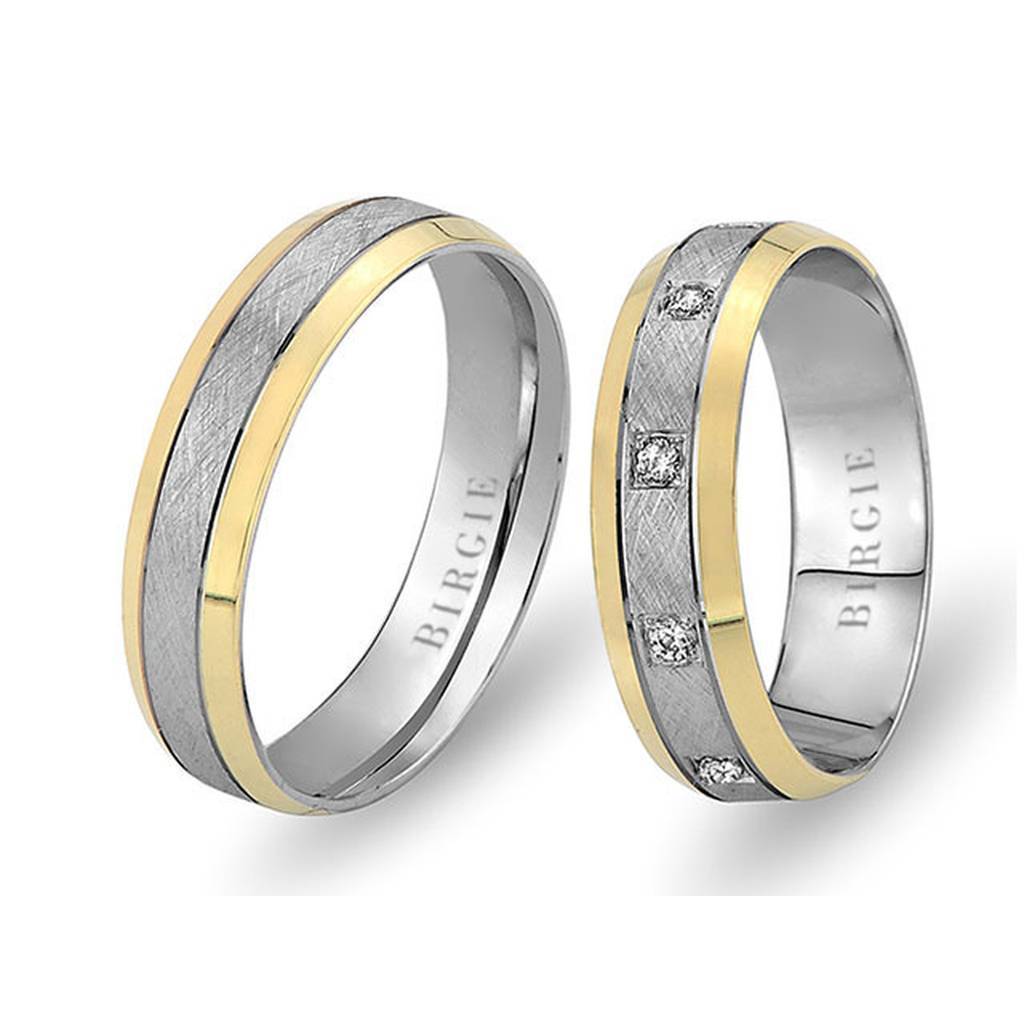 Alliance Samatya en or blanc et jaune avec diamants