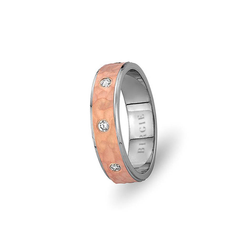 Alliance Nymphea en or blanc et rose avec diamants