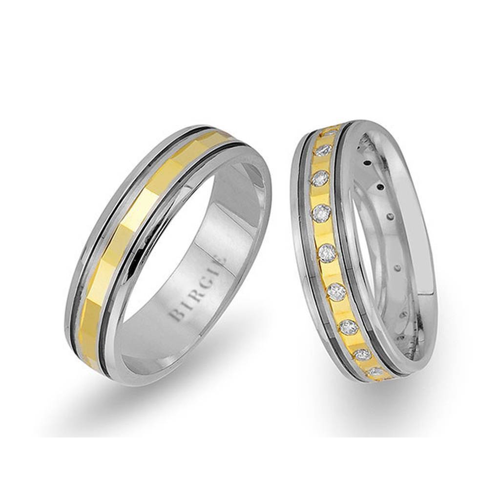 Alliance Fulane en or blanc et jaune avec diamants