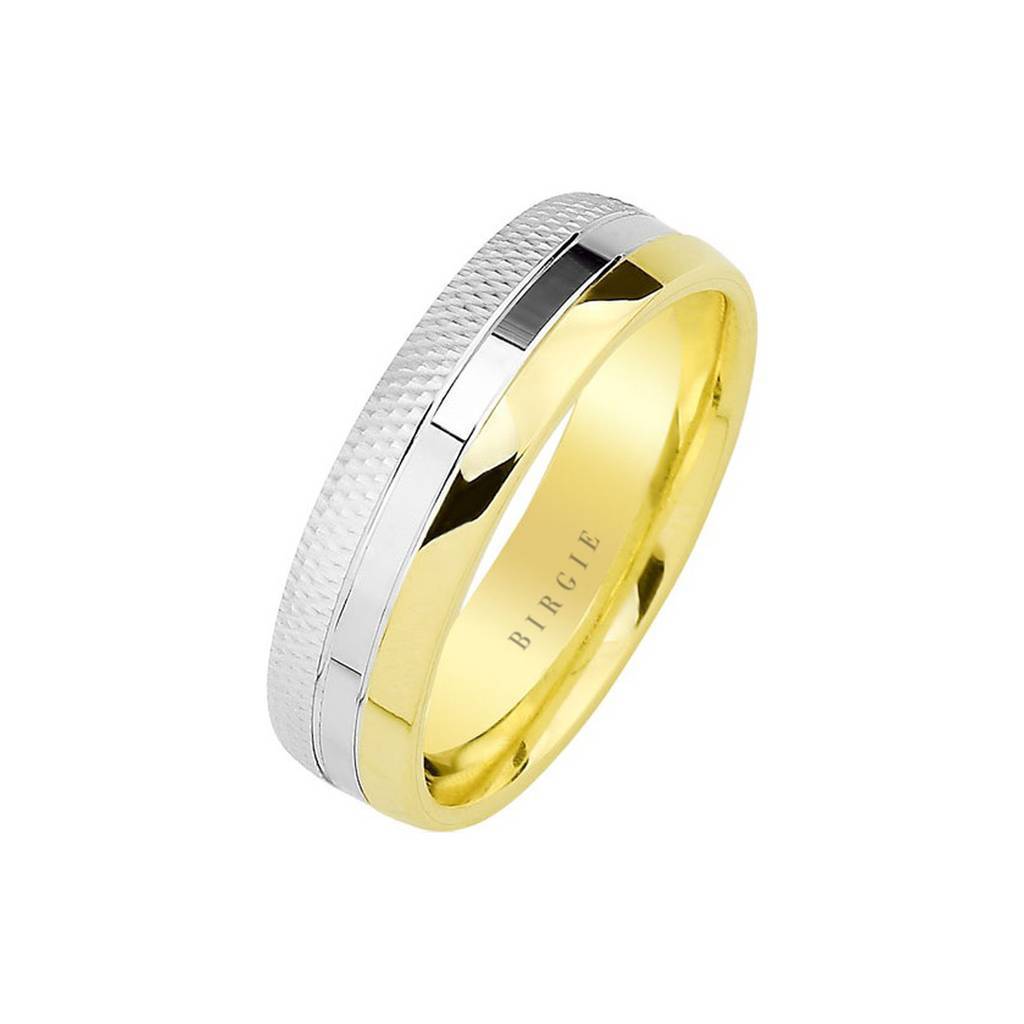 Alliance marquise en or blanc et jaune