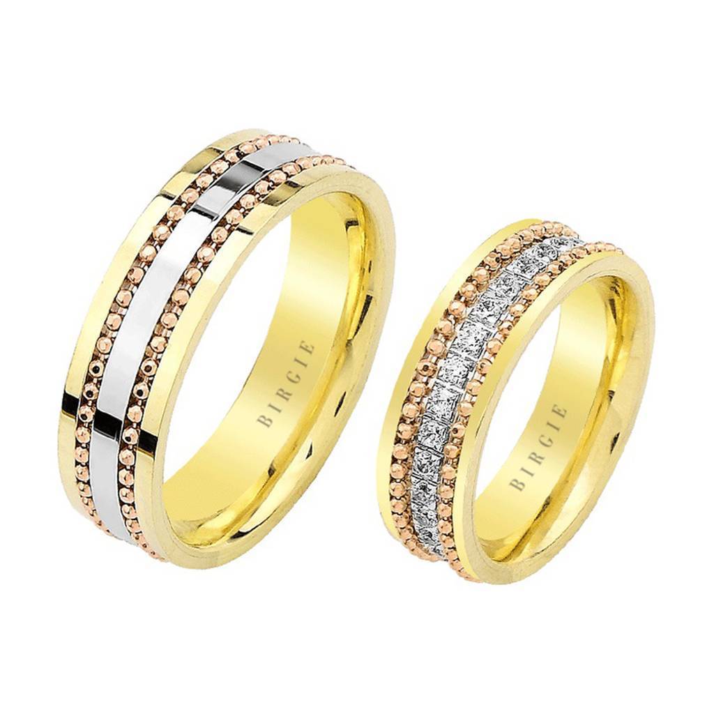 White, Rose and Yellow Gold Wedding Band w/ Diamonds - Birgie Diamant | Fine Jewellery - Diamant & Edelstein Schmuck