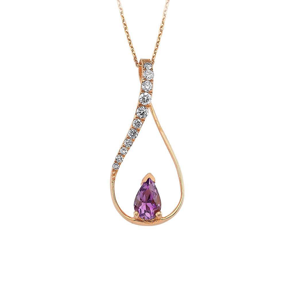 Collier diamant et améthyste goutte