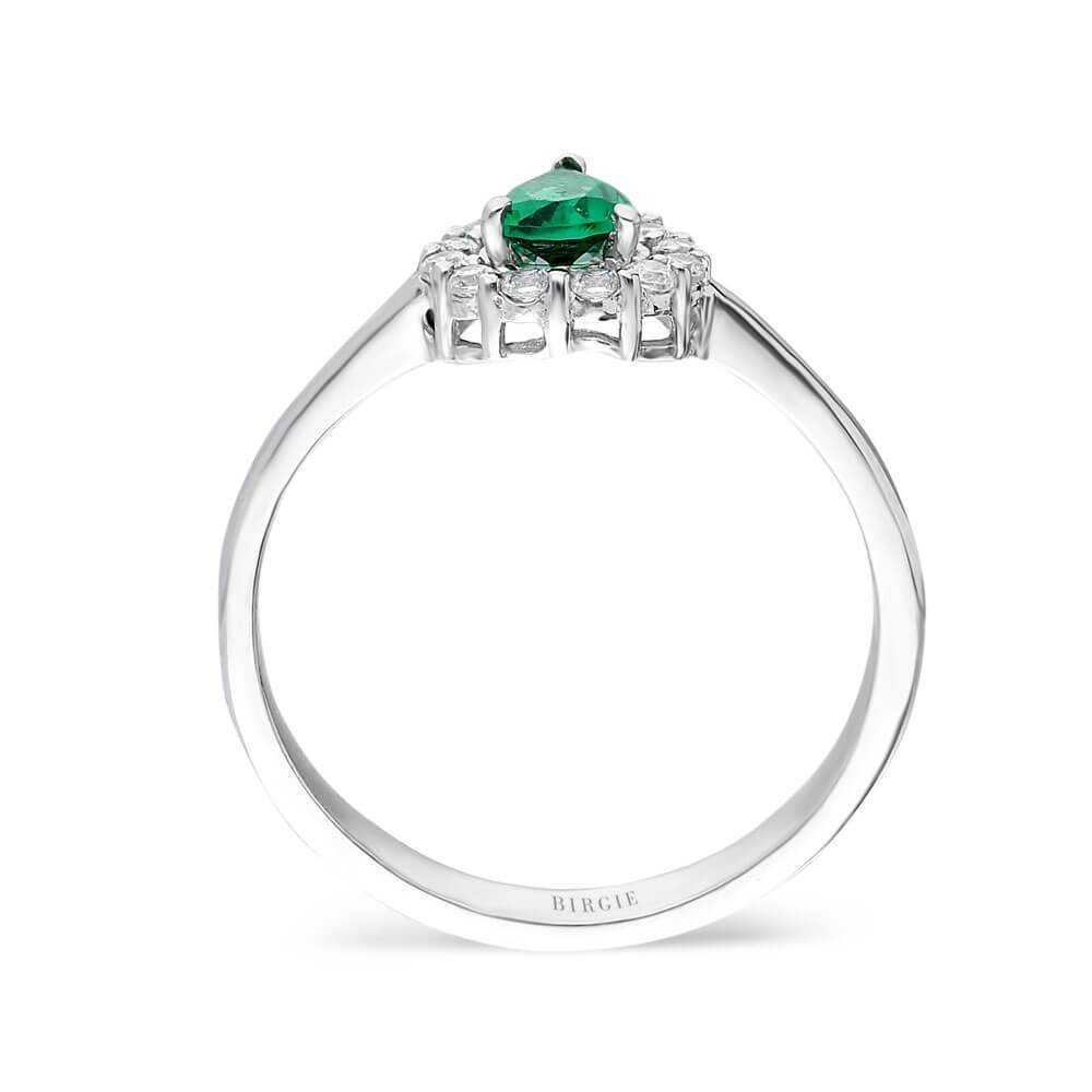 Drop Cut Emerald and Diamond Ring