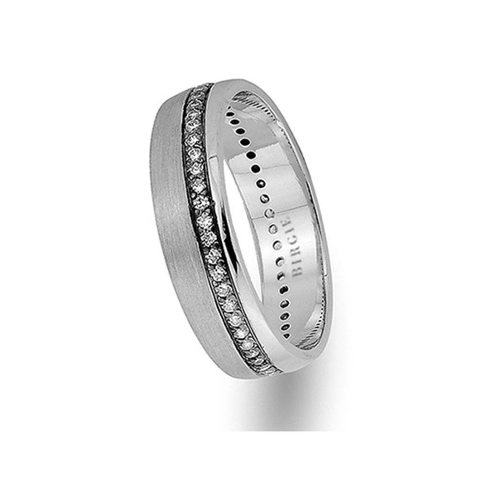 Alliance classique en or blanc avec diamants