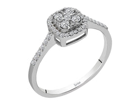 Birgie Quadratischer Cluster-Ring mit Diamanten (0,28 Karat)