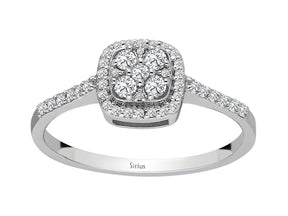Birgie Quadratischer Cluster-Ring mit Diamanten (0,28 Karat)