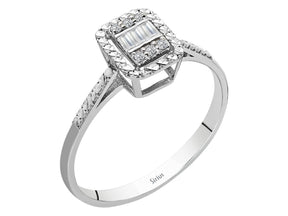 Birgie Rechteckiger Diamantring mit Baguette- und runden Diamanten (0,06 Karat)