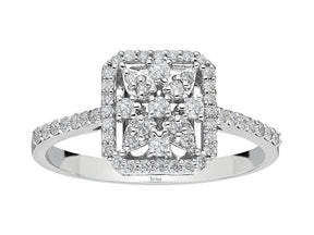 Birgie Rechteckiger Pavé-Diamantring