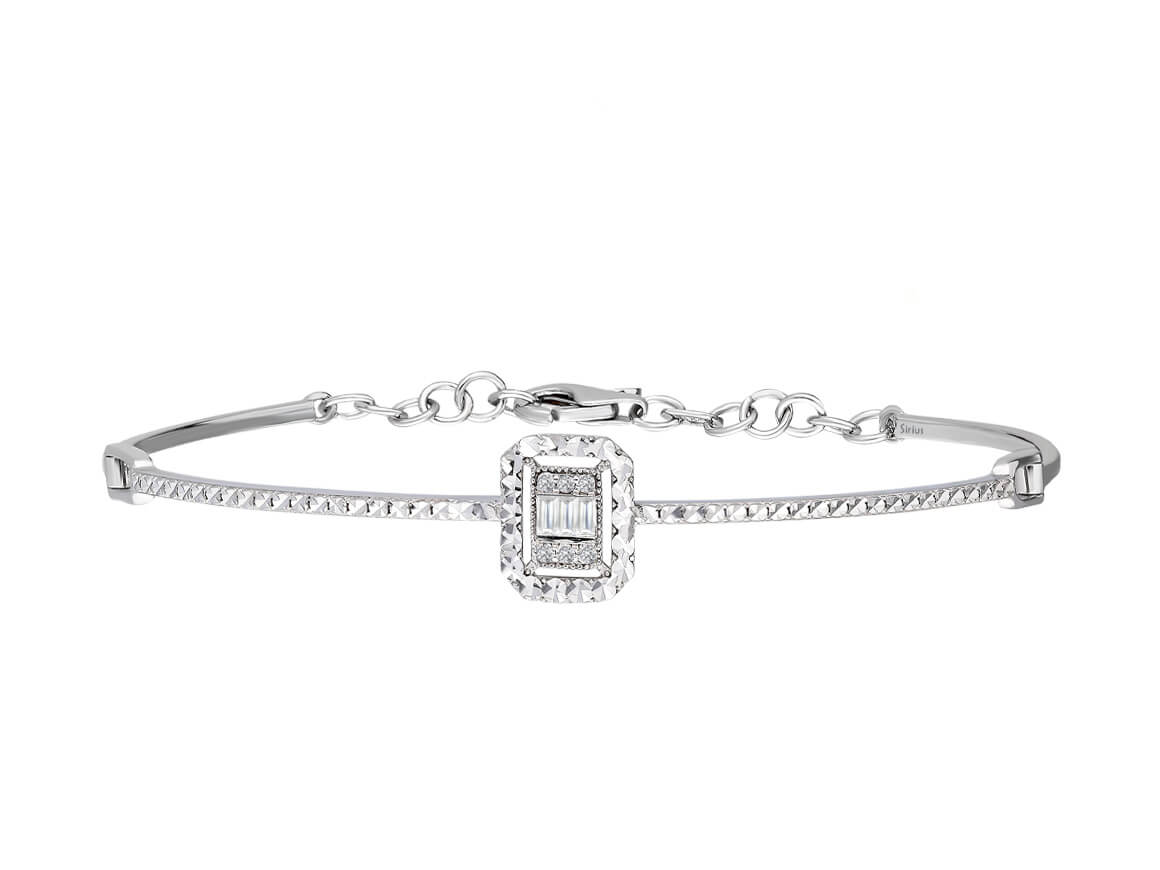 Elegantes Diamant Armband mit Baguette- und runden Diamanten im Pavé-Stil, 0.06 Karat, 8K Gold