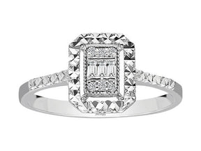 Birgie Baguette-Diamantring mit Halo