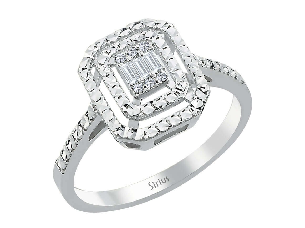 Birgie Baguette-Diamantring mit Effekt