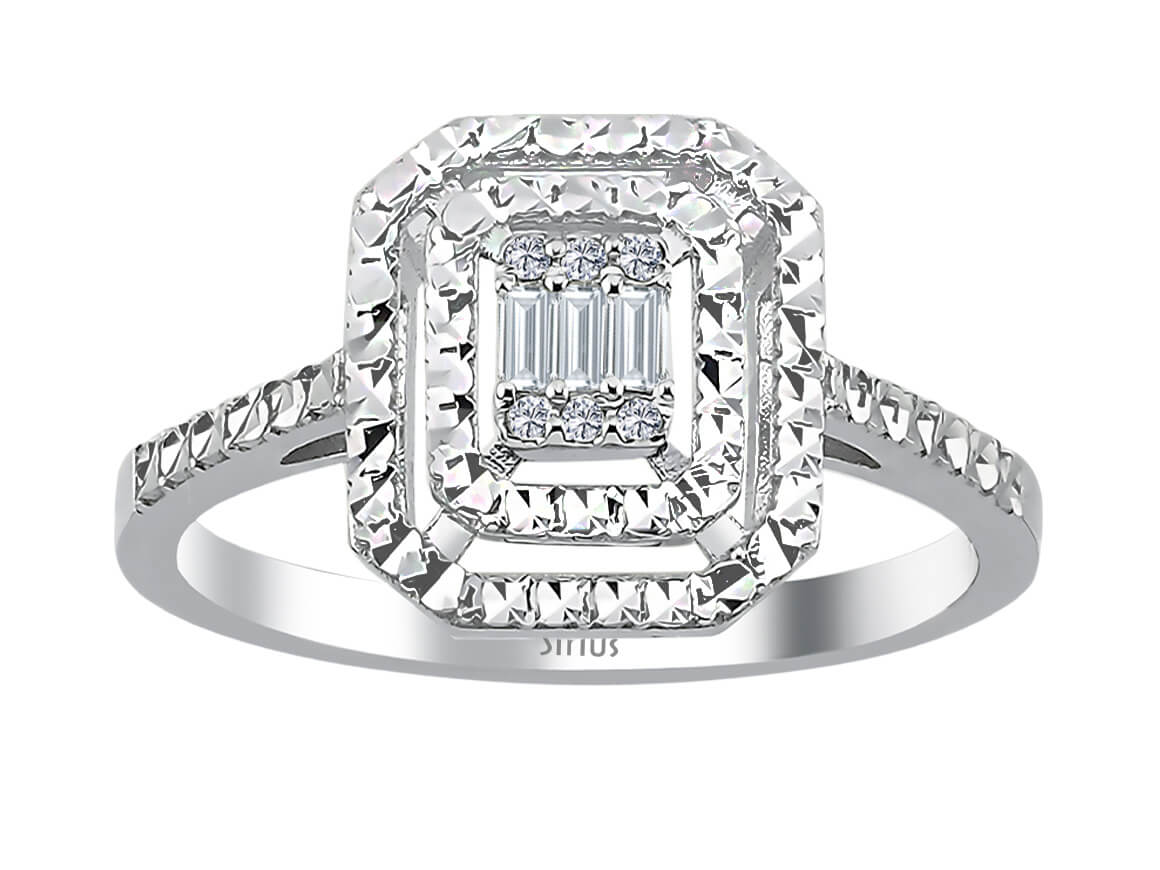 Birgie Baguette-Diamantring mit Effekt