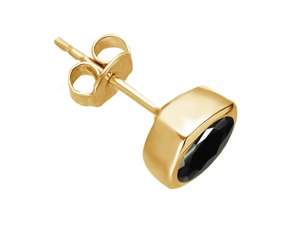 Birgie 0.70 Karat Schwarzer Diamant Einzel-Ohrstecker 14 Karat Gold