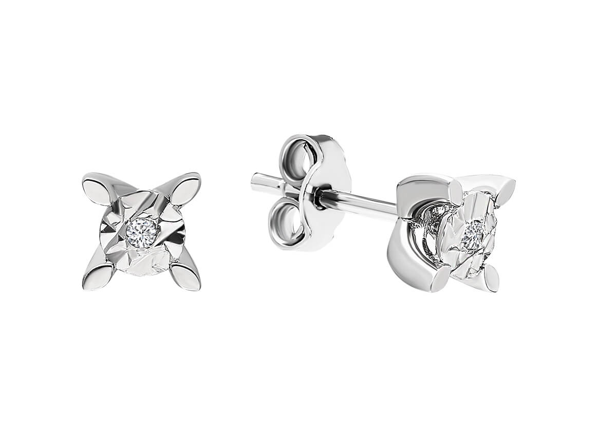 Zarte Diamant Ohrstecker mit Solitär-Diamanten, 0.03 Karat, 8K Gold