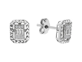 Elegante Diamant Ohrringe mit Baguette- und runden Diamanten im Pavé-Stil, 0.11 Karat, 8K Gold