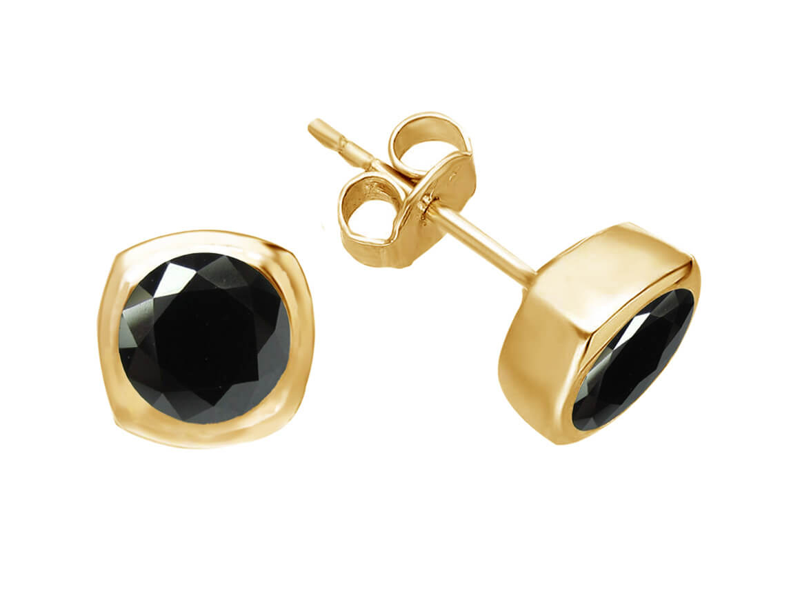 Birgie 1.40 Karat Schwarzer Diamant Ohrstecker 14 Karat Gold