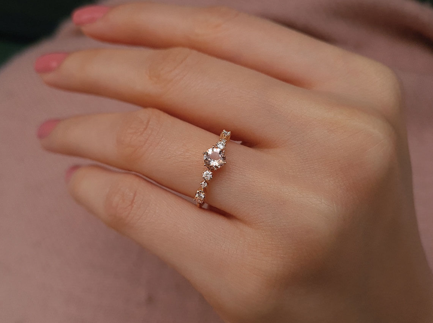 Bague diamant et morganite