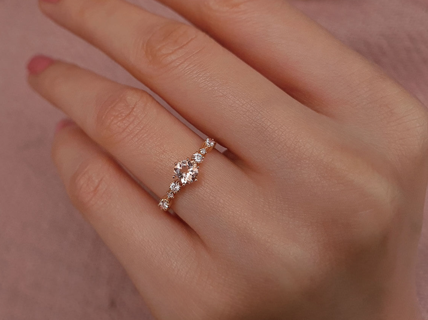 Bague diamant et morganite