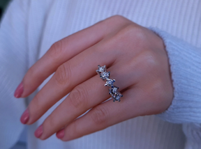 0.15 carat engagement ring with five diamonds