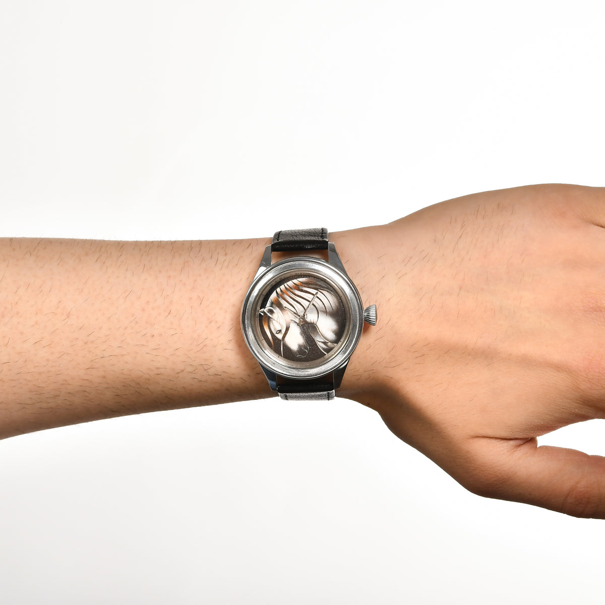 Weiße Pferde Uhr für Herren