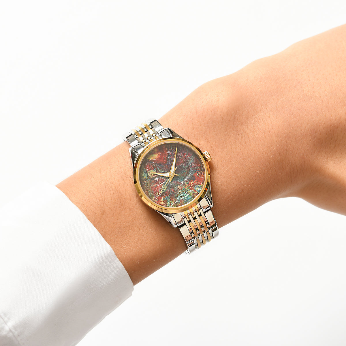 Armbanduhr in Grüner Abstrakter Kunst
