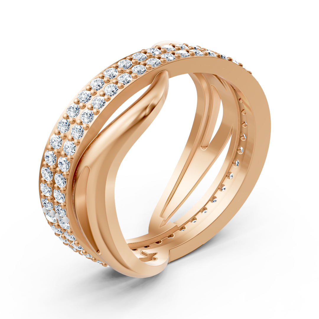 Bague diamant Birgie en or rose 14 carats – 0,90 ct, sertie pavée