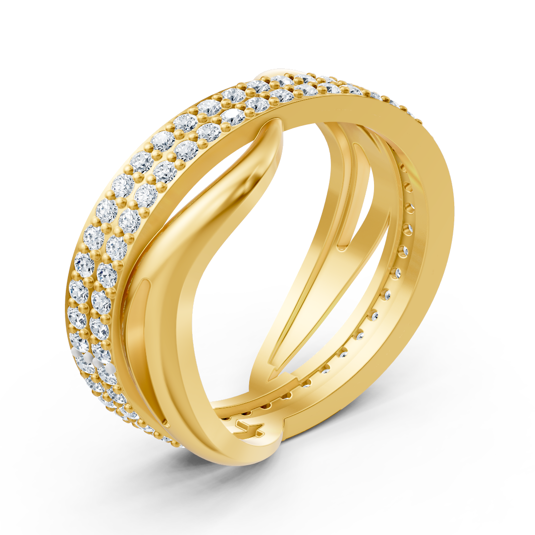 Bague diamant Birgie en or jaune 14 carats – 0,90 ct, sertie pavée
