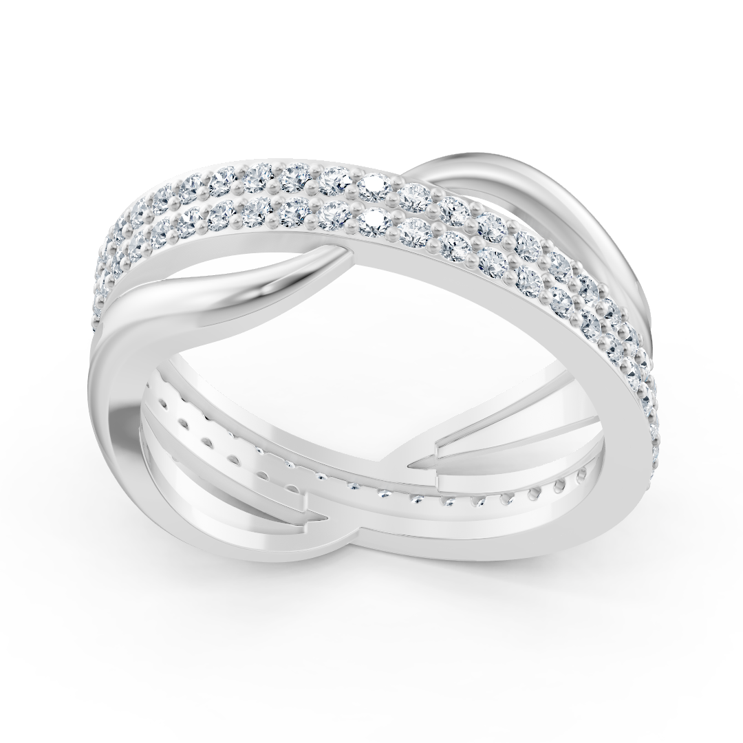Bague diamant Birgie en or blanc 14 carats – 0,90 ct, sertie pavée