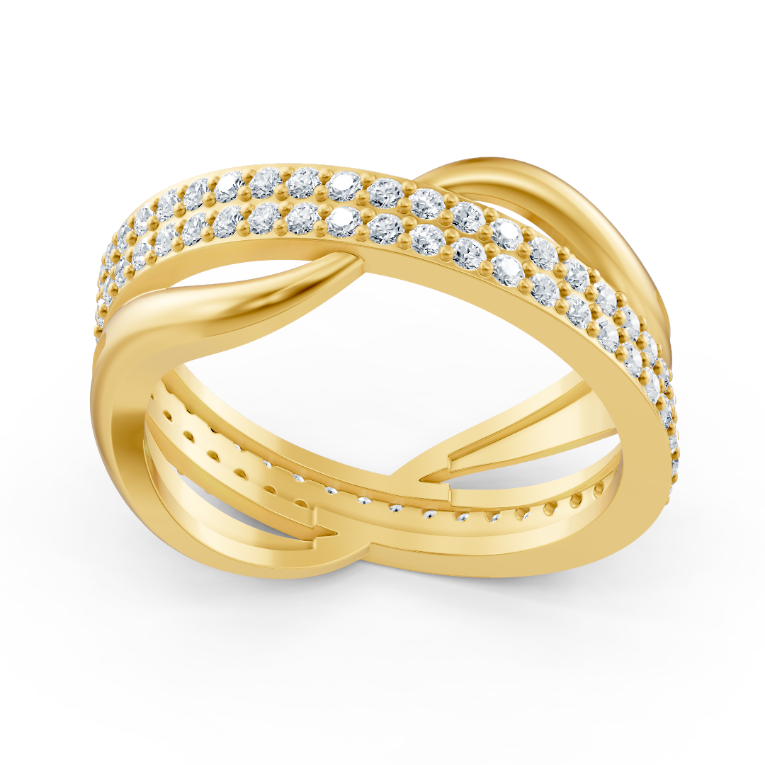 Bague diamant Birgie en or jaune 14 carats – 0,90 ct, sertie pavée