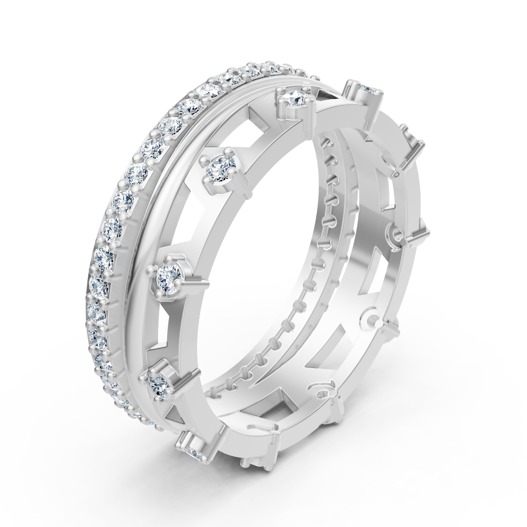 Bague d'éternité exquise avec diamants en or blanc