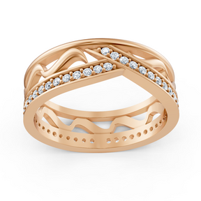 Rosegoldener Diamantring mit filigranem Wellenmuster