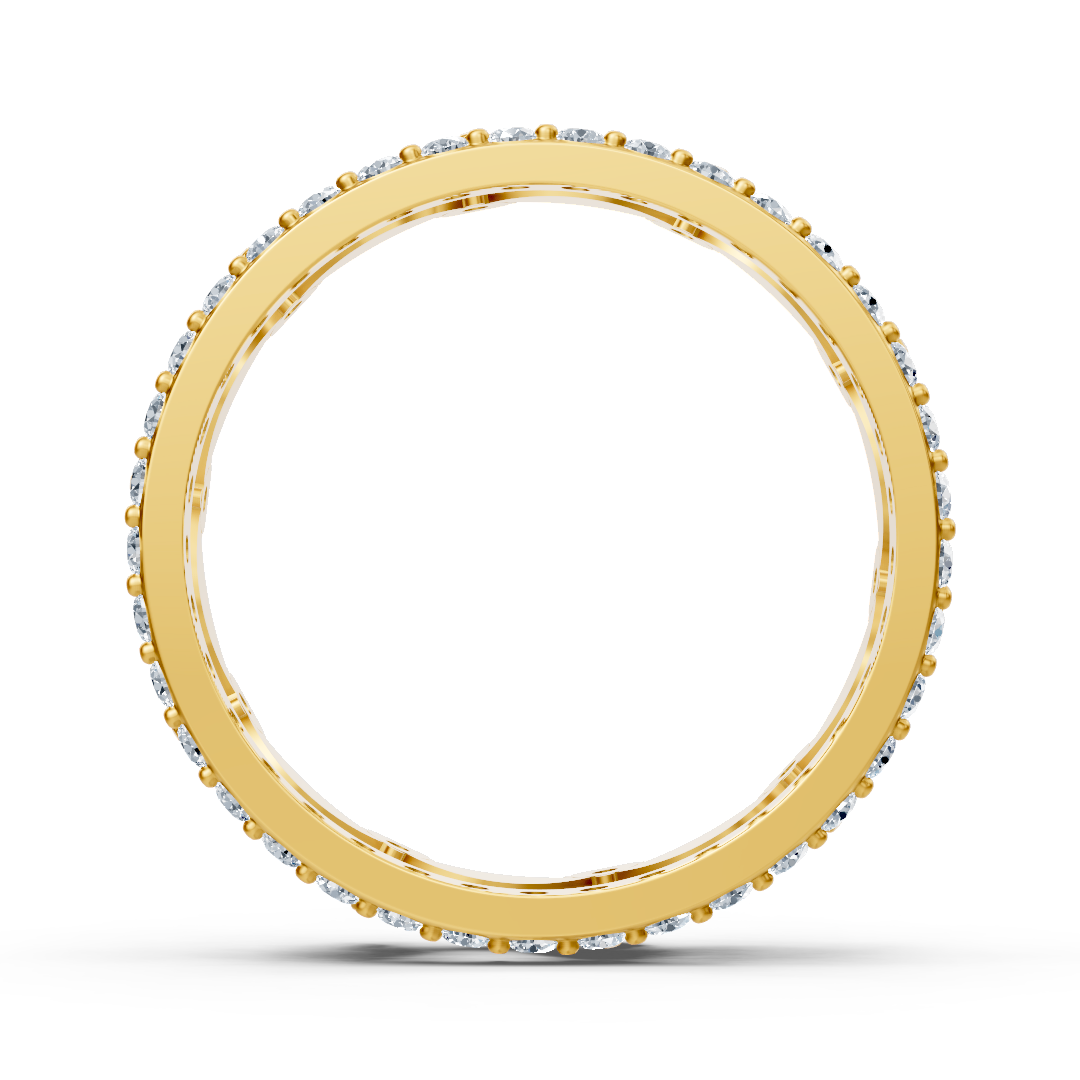 Bague d'éternité en or jaune 14 carats et diamants - Bague mémoire scintillante pour femme