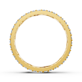Bague d'éternité en or jaune 14 carats et diamants - Bague mémoire scintillante pour femme