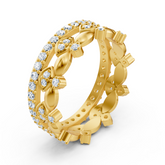 Bague d'éternité en or jaune 14 carats et diamants - Bague mémoire scintillante pour femme