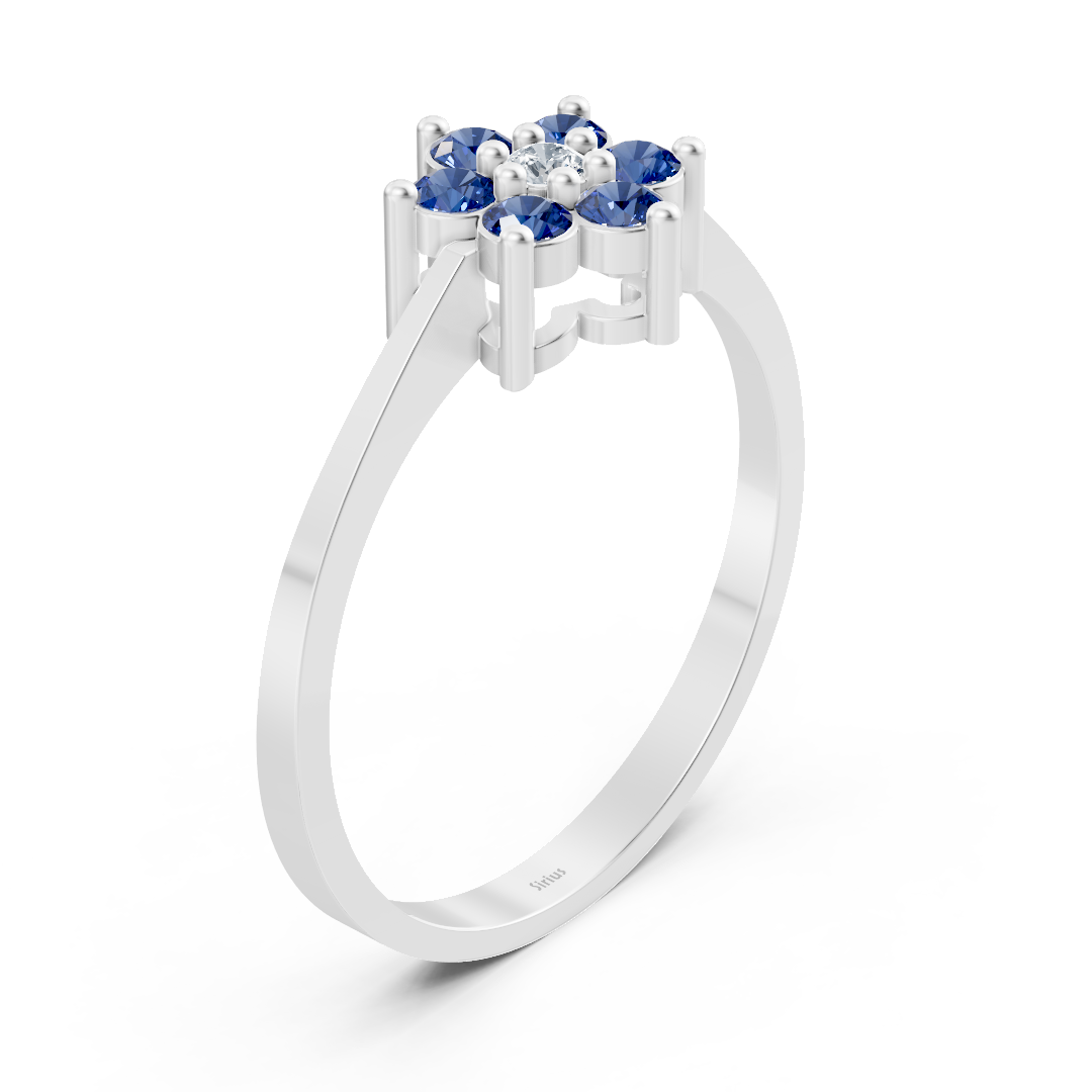 Bague élégante en or blanc avec saphirs et diamants