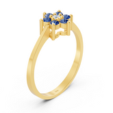 Eleganter Gelbgoldring mit Saphiren und Diamanten