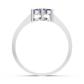 Bague élégante en or blanc avec saphirs et diamants