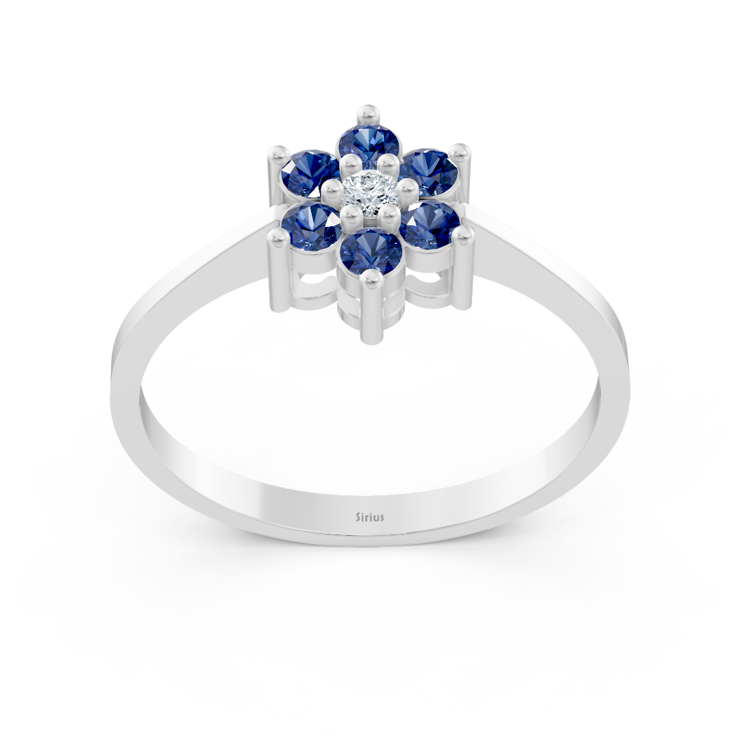 Bague élégante en or blanc avec saphirs et diamants