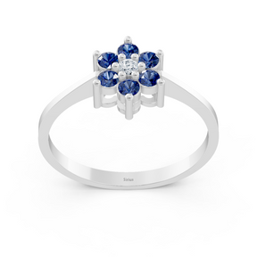 Bague élégante en or blanc avec saphirs et diamants