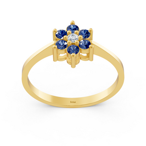 Eleganter Gelbgoldring mit Saphiren und Diamanten