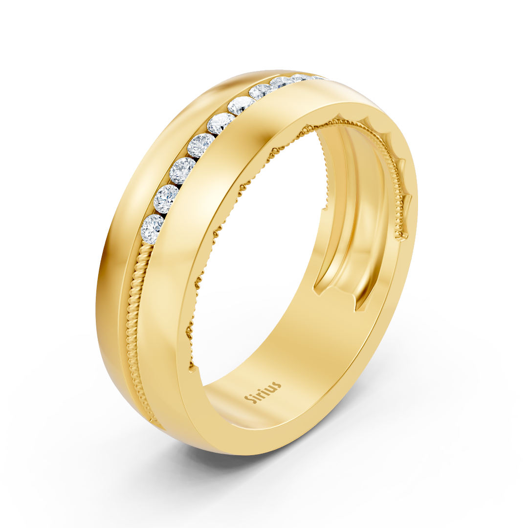 Birgie diamond full-cut wedding band in yellow gold