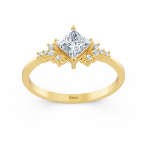Birgie diamond and sapphire ring in yellow gold