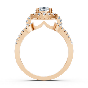 Halo diamond engagement ring in 14-carat rose gold