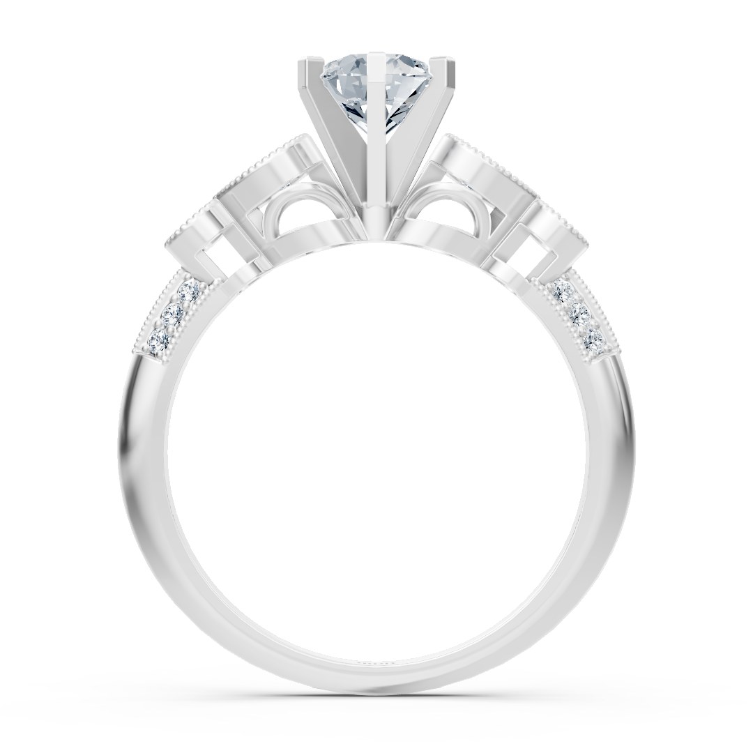 1.01ct Rund  Diamant Vintage Verlobungsring in Weißgold